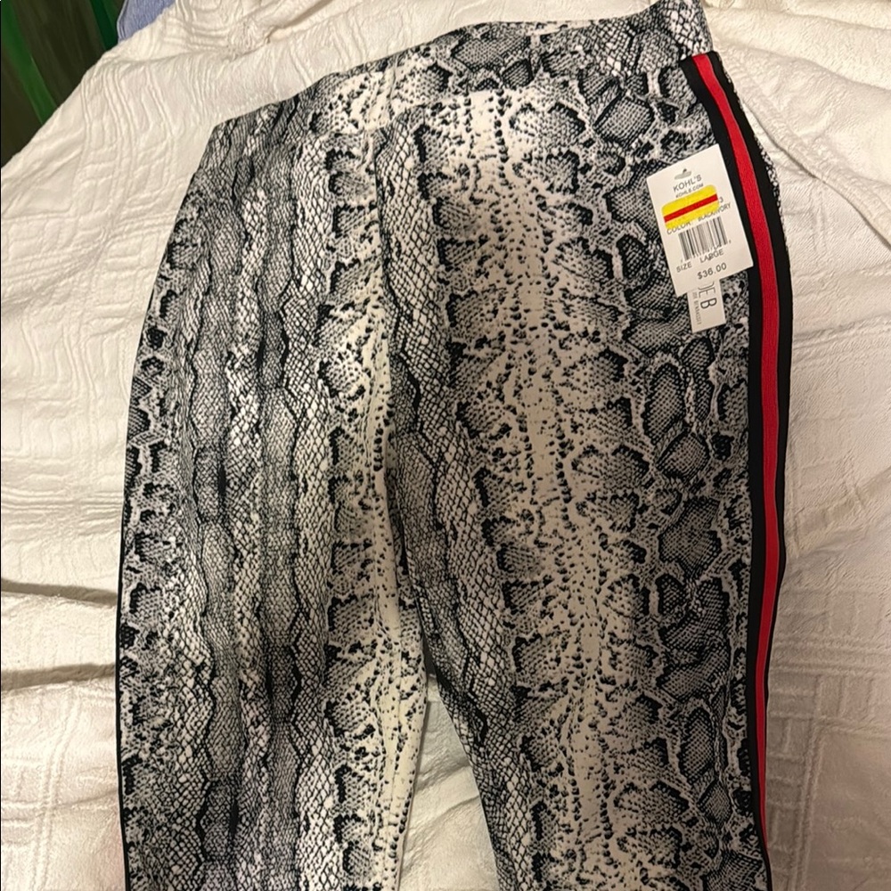 Joe B Snake Print Straight Leg Pants - Black, White, Red